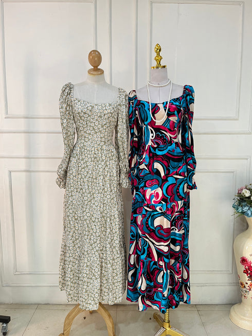 Spring Ladies Floral Cotton Maxi Dresses